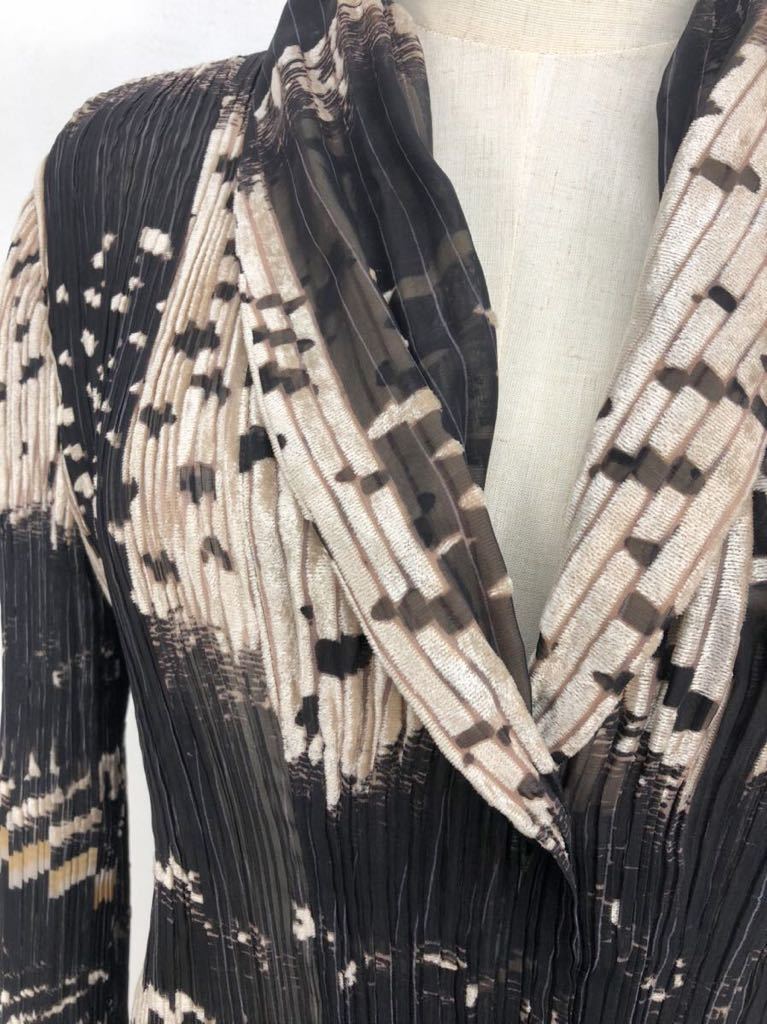ISSEY MIYAKE イッセイミヤケ プリーツプリーズ ブラウン 総柄 長袖