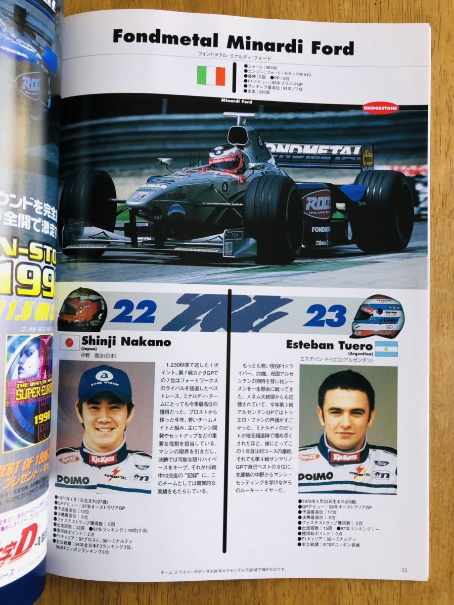 【1998 F1 オフィシャル　プログラム】鈴鹿／日本グランプリ ／中野信治／アレジ／ハッキネン／クルサード／シューマッハ／高木虎之介_画像9