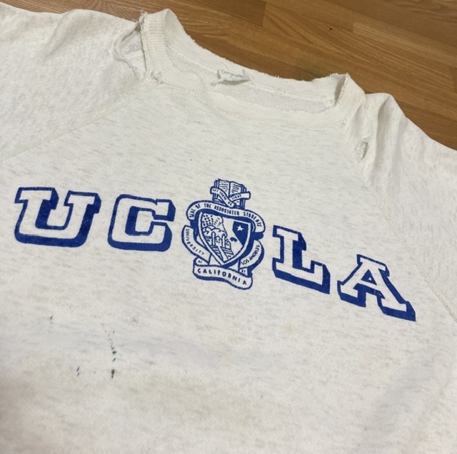 雰囲気◎ 50's VINTAGE Collegiate Pacific 筆記体 " UCLA フロッキープリント " SWEAT ヴィンテージ オリジナル 50年代 古着