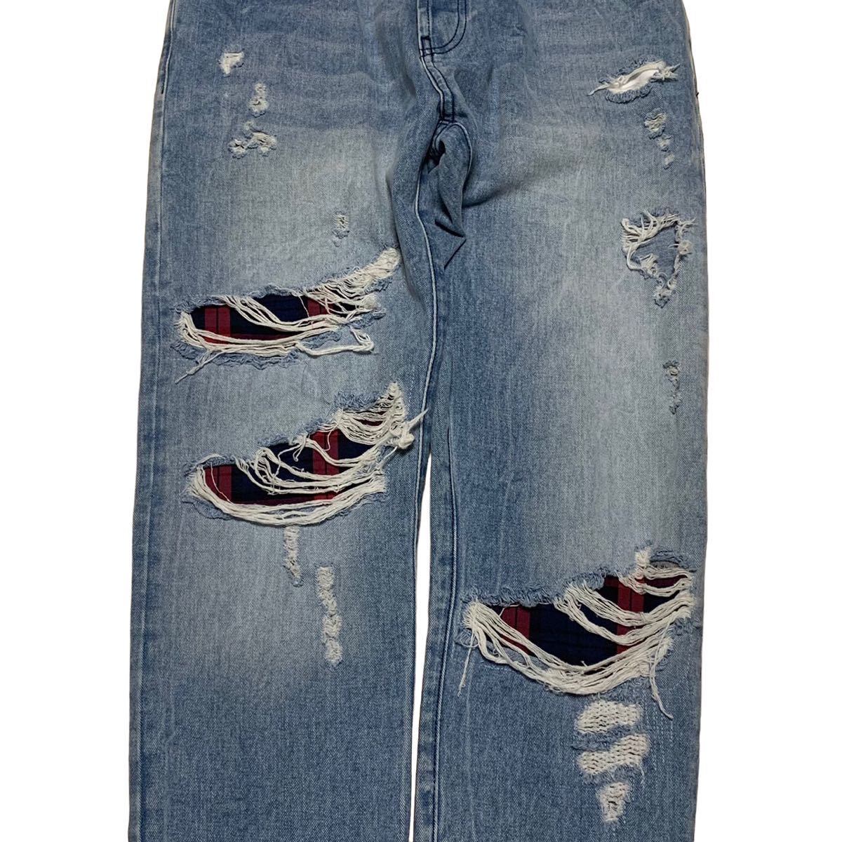 ZARA MAN ザラ ダメージ加工 リペア加工 USA30 ウエスト76cm S ZARA MAN ザラ ダメージ加工 リペア加工 USA30 ウエスト76cm S