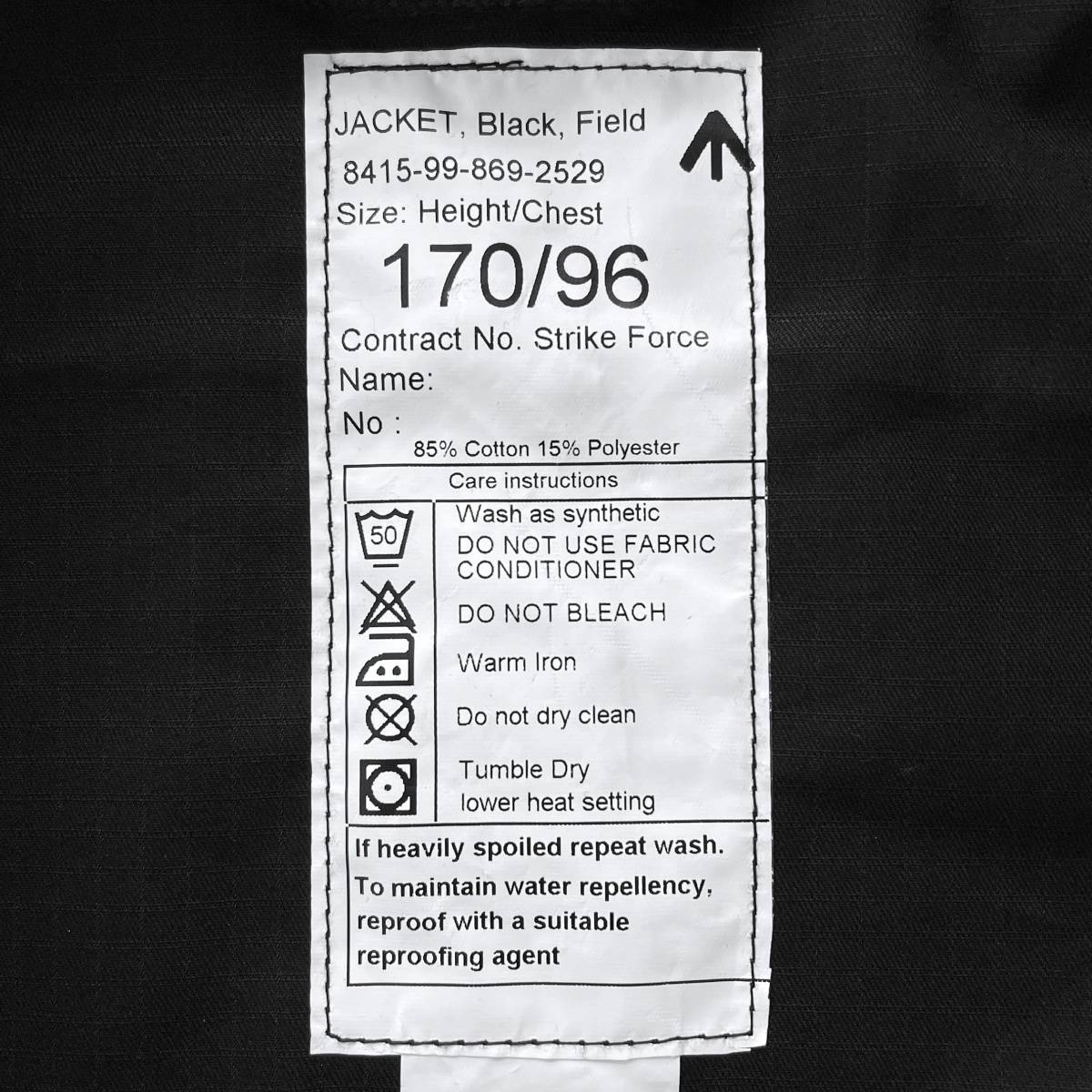 新品】イギリス軍 フィールドジャケット BRITISH ARMY SAS 黒 ブラック
