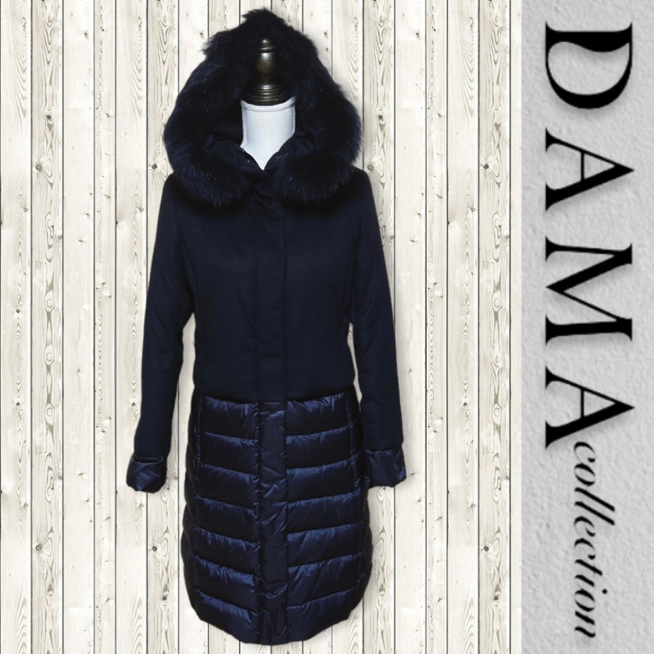 DAMA カシミヤ×タフタ フォックスファー付 ダウンコート 大きいサイズ 新品