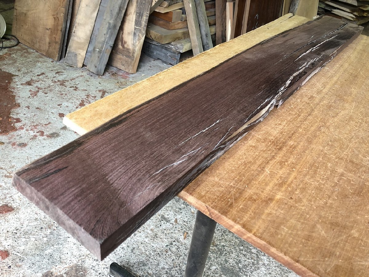 M992】ミレシア 1325×～195×33㎜ 紫鉄刀木 板材 極上杢 一枚板 材料