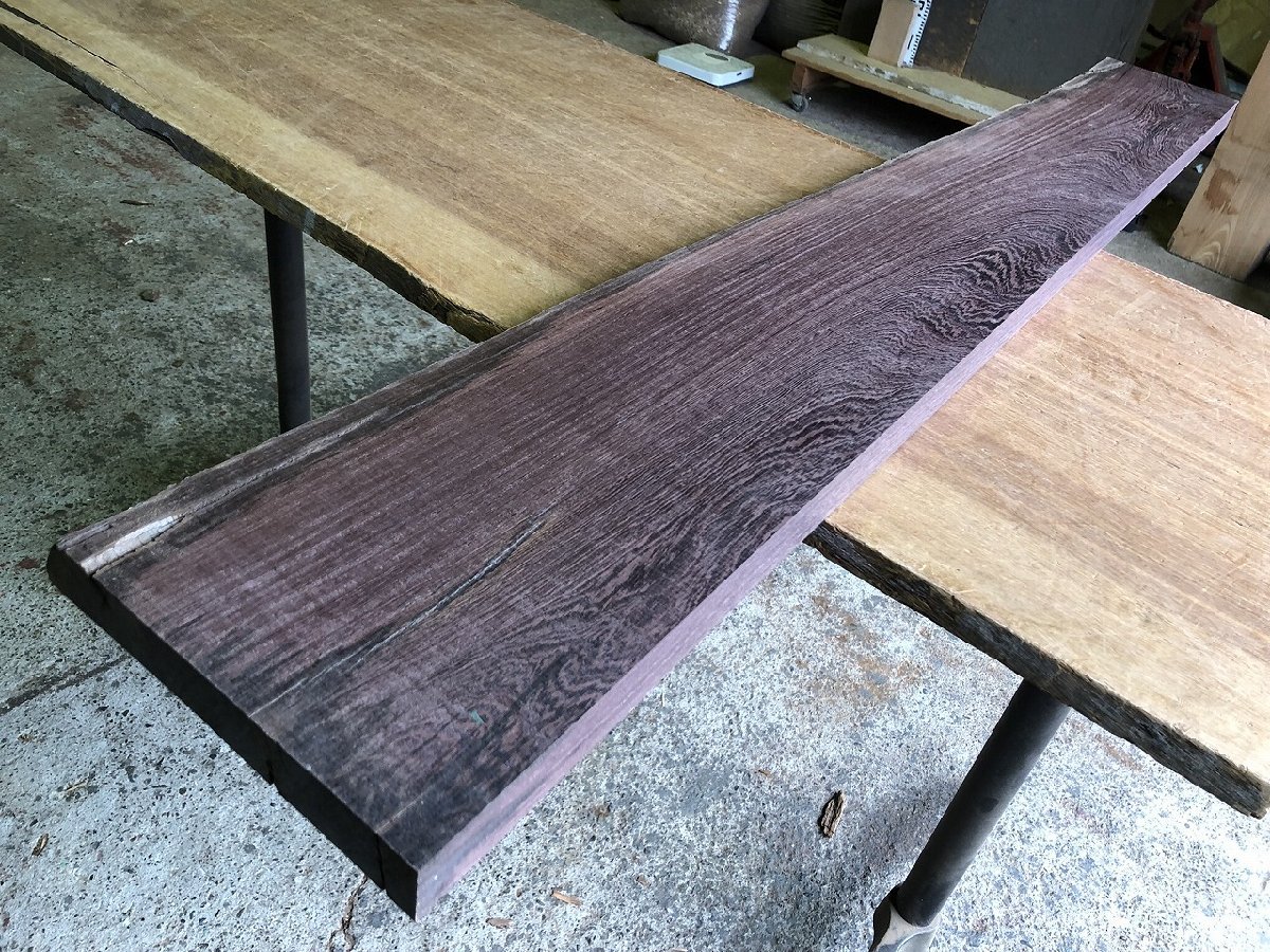 M989】ミレシア 1347×～235×33㎜ 紫鉄刀木 板材 極上杢 一枚板 材料