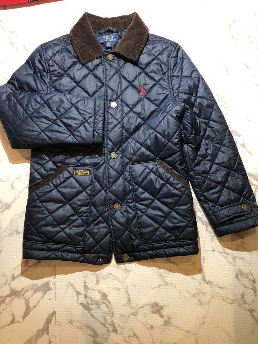 ☆美品☆子供用 140〜　polo ralph lauren ポロ ラルフ ローレン キルティングジャケット　ハーフコート　紺色