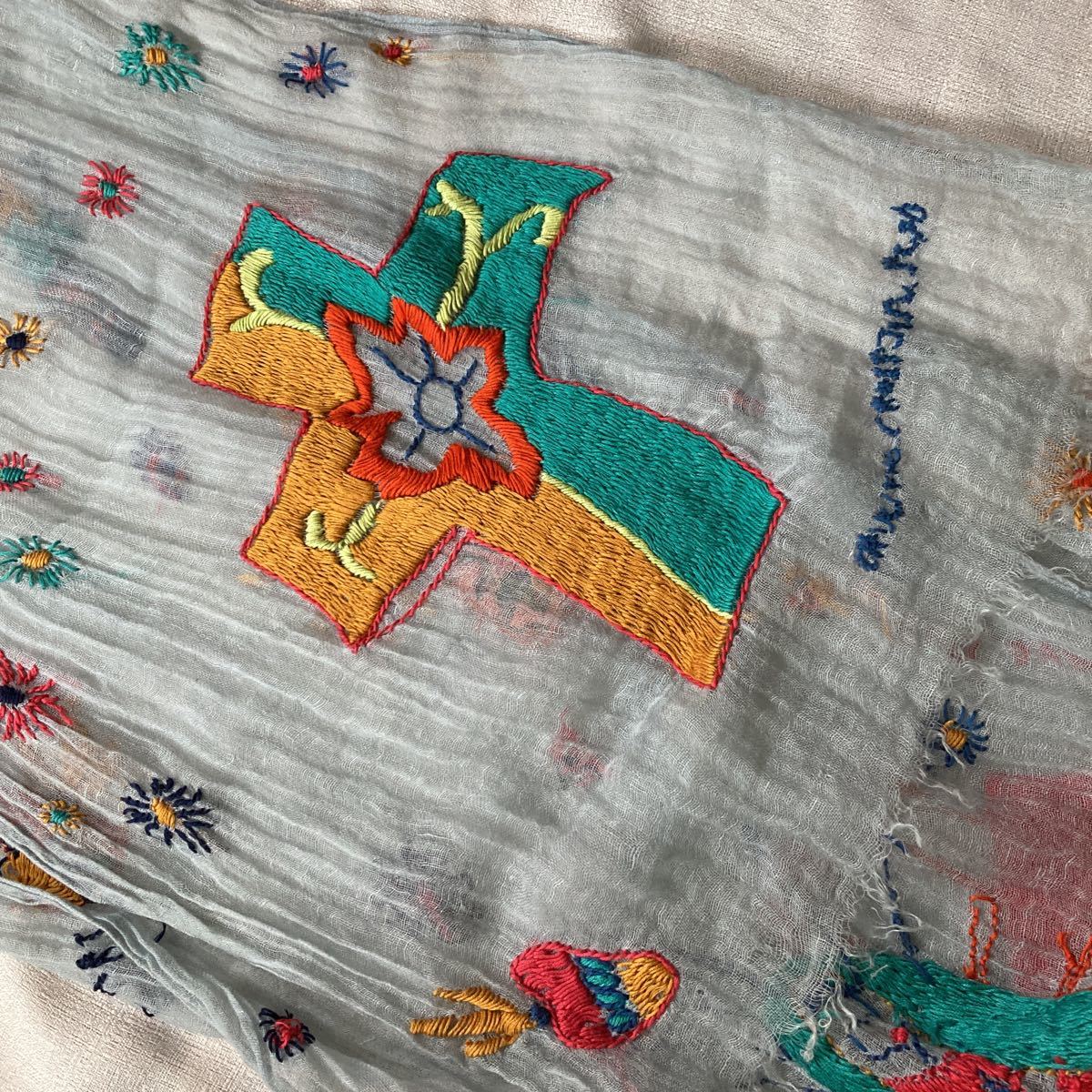KAPITAL キャピタル ハンドメイド 刺繍 マリア ガーゼ ストール KAPITAL キャピタル ハンドメイド 刺繍 マリア ガーゼ ストール