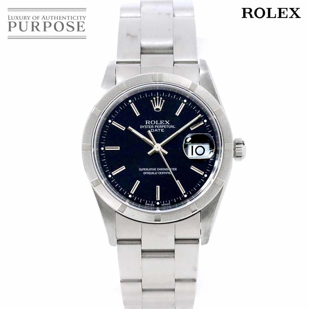 ロレックス ROLEX オイスターパーペチュアル デイト 15210 P番 メンズ 腕時計 ブラック 文字盤 自動巻き OysterPerpetual Date 90170352