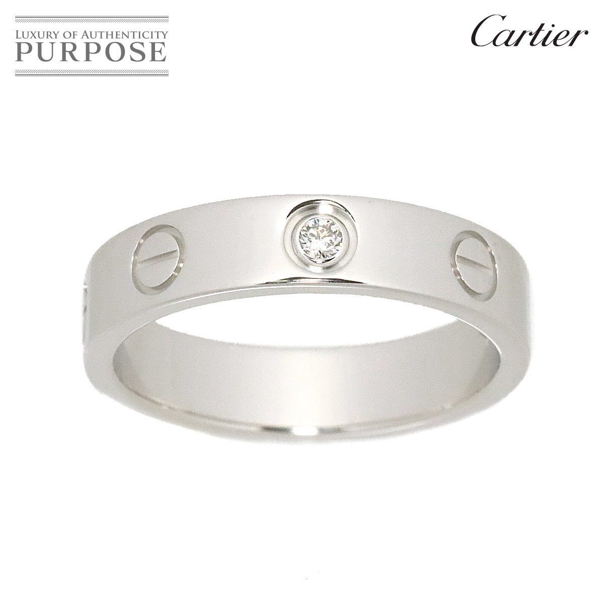 カルティエ Cartier ミニラブ #48 リング ダイヤ 1P K18 WG ホワイト