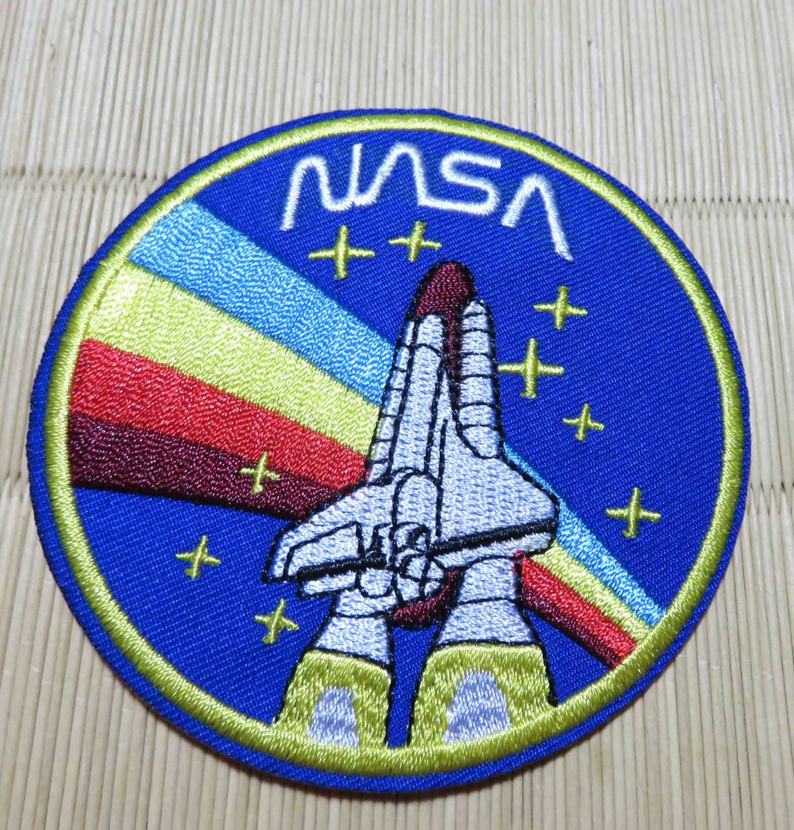 圧着IR◎円型（青虹）◆新品未使用　NASA　虹色レインボー　刺繍ワッペン　激渋■スペースシャトル　宇宙　アメリカ ミリタリー　サバゲー