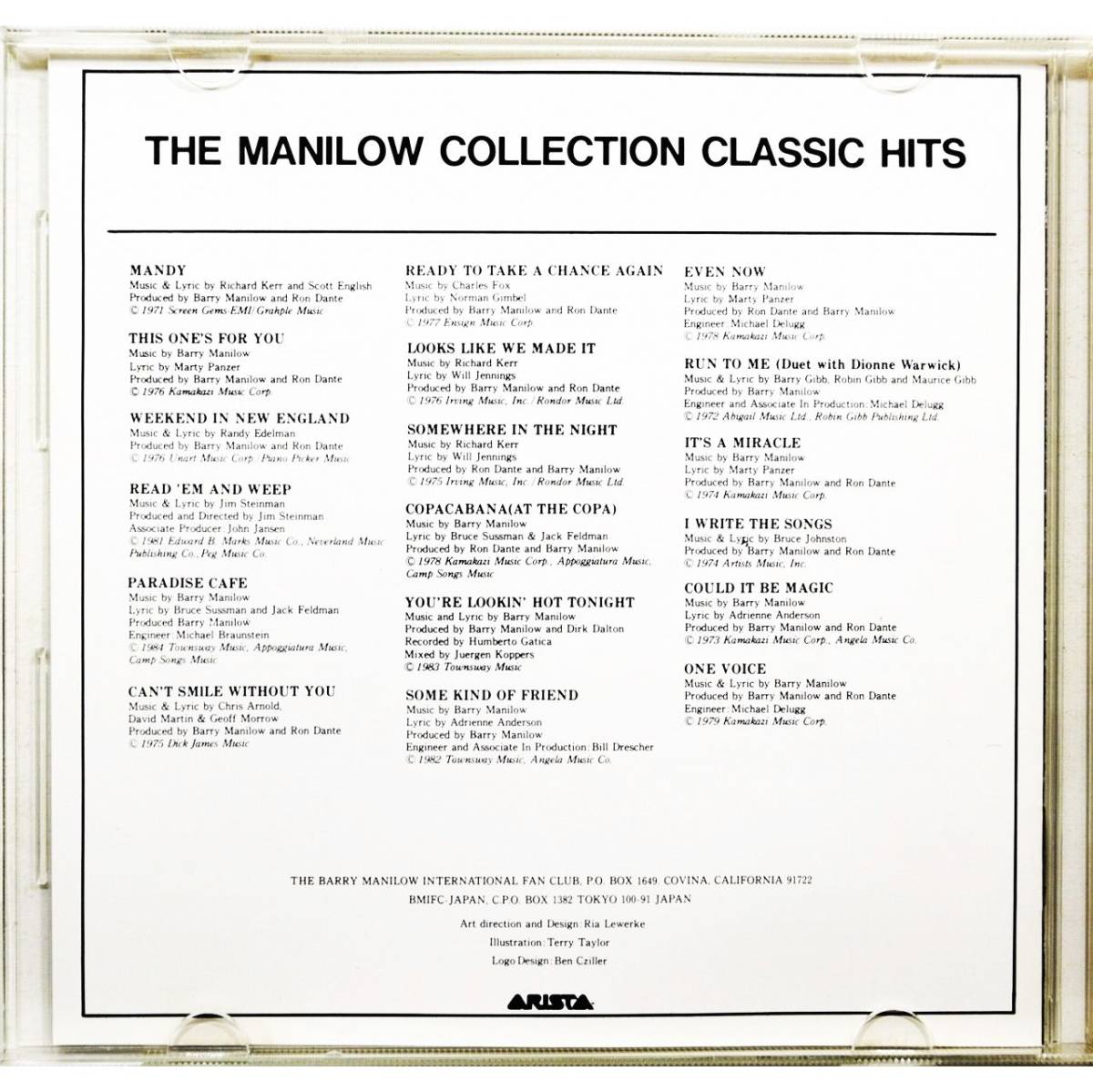 Barry Manilow / Manilow Collection Classic Hits * Bally *mani low / серый тест *hitsu* записано в Японии *
