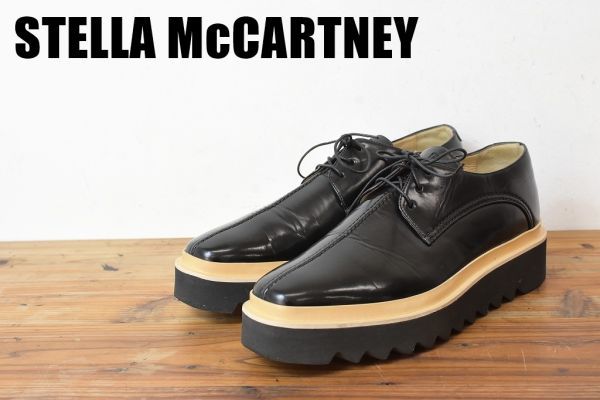 AW A3623 美品 STELLA McCARTNEY ステラマッカートニー 厚底 ダッド ラバー シャークソール 革靴 ローファー シューズ 黒 メンズ 40