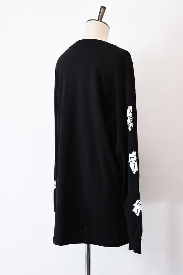 SS A1608 S◯XSOCKS ナキナキ オーバーサイズ 長袖 カットソー Tシャツ ロゴ 刺繍 ブラック Lsize_画像4