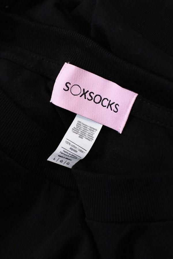 SS A1608 S◯XSOCKS ナキナキ オーバーサイズ 長袖 カットソー Tシャツ ロゴ 刺繍 ブラック Lsize_画像5