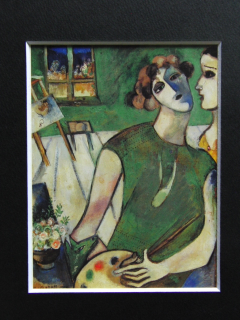マルク シャガール 【緑色の自画像】 希少画集より 状態良好 新品高級額装付 送料無料 洋画 絵画 Marc Chagall 人物画