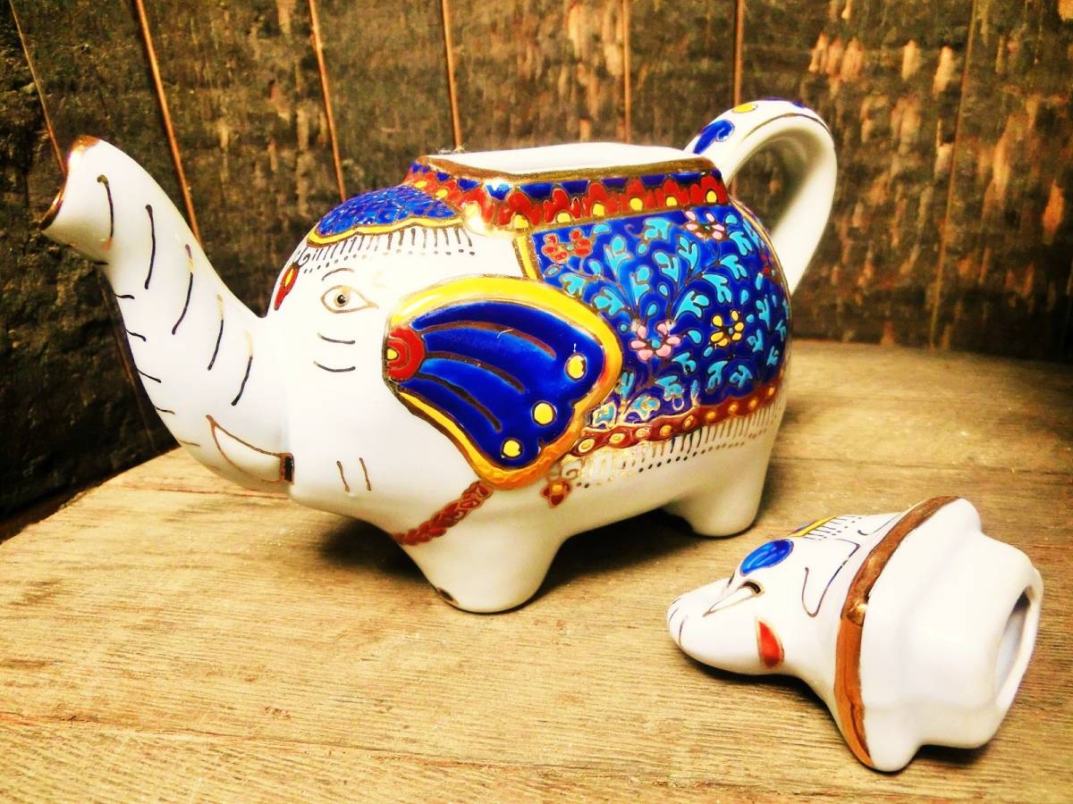 1 point thing * new goods *[ Thai kingdom ] tradition industrial arts Ben ja long roasting tea set ② gorgeous gorgeous elephant san hand made 