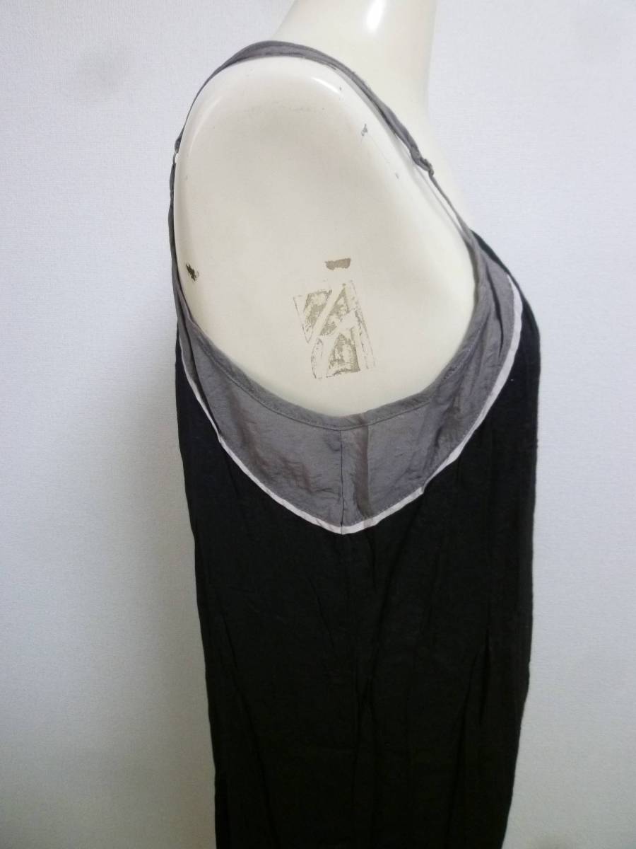 And A/ And A * black × gray lame hem frill bai color Cami One-piece 38/ black knees height *1016