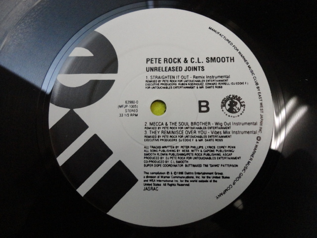 Pete Rock & C.L. Smooth - Unreleased Joints レア音源12EP Mecca & The Soul Brother (Wig Out Mix) / T.R.O.Y. (Vibes Mix) 収録　視聴_画像3