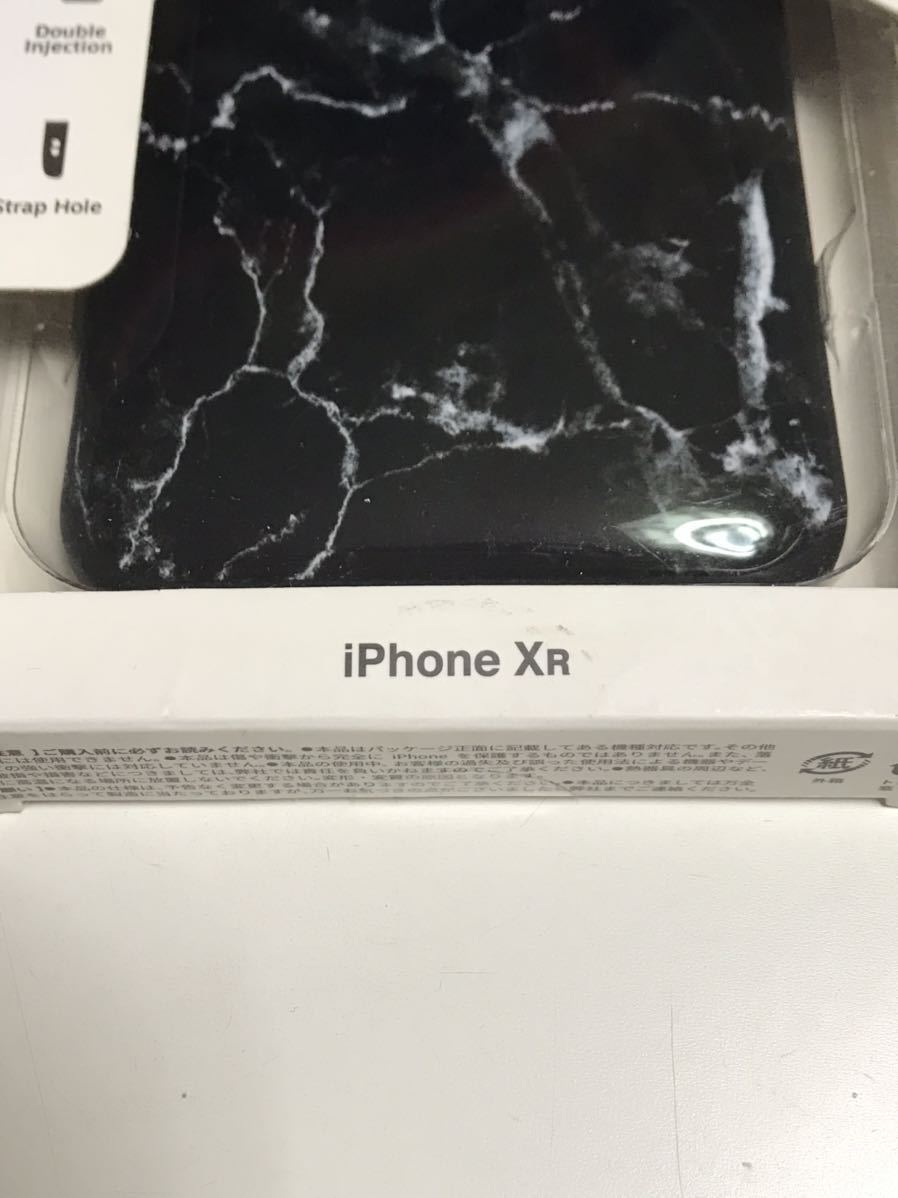 匿名送料込 iPhoneXR用カバー 耐衝撃ケース イーフィット PREMIUM 大理石調ブラック マーブル調 黒色 ストラップホール アイフォーンXR/OE9_画像3