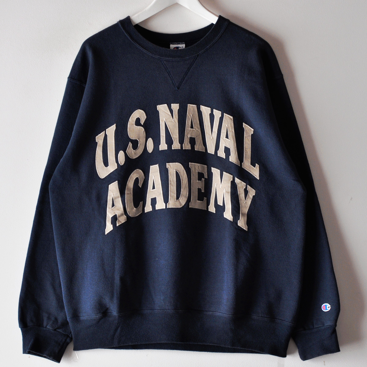 希少 90s US NAVAL ACADEMY アメリカ海軍兵学校 ワッペン チャンピオン スウェット L ネイビー / ヴィンテージ Champion USA アメカジ 米軍