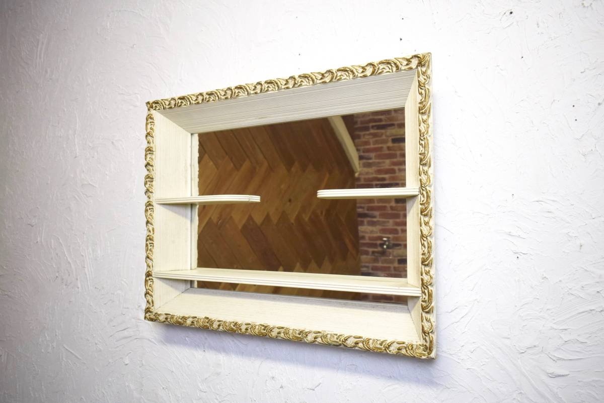 ビンテージ 50's シャドーボックス インテリア ヴィンテージ アンティーク ウォールシェルフ 壁掛け 鏡 ビンテージミラー