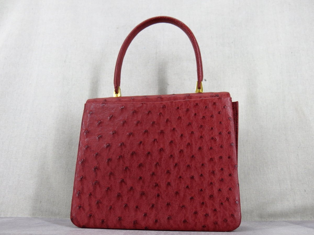 BALLY バリー オーストリッチ 本 だちょう 革 ハンド バッグ 赤 レッド