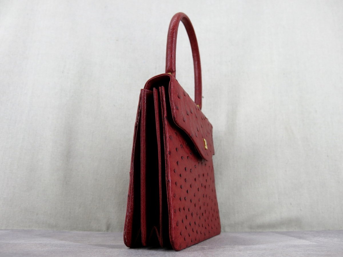 BALLY バリー オーストリッチ 本 だちょう 革 ハンド バッグ 赤 レッド