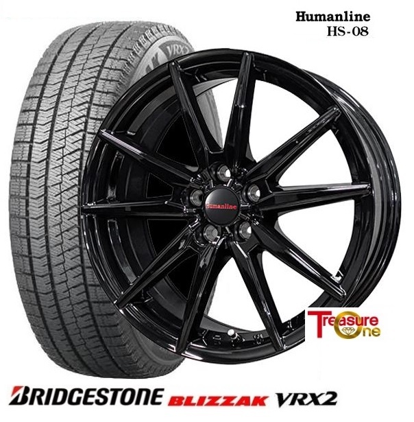 最新最全の 5H-114.3 7.0J+48 HS-08 新品4本SET ブリヂストン エクストレイル エルグランド E52系 CX-30 RVR GA 215/60R17インチ VRX2 BLIZZAK スタッドレスタイヤ