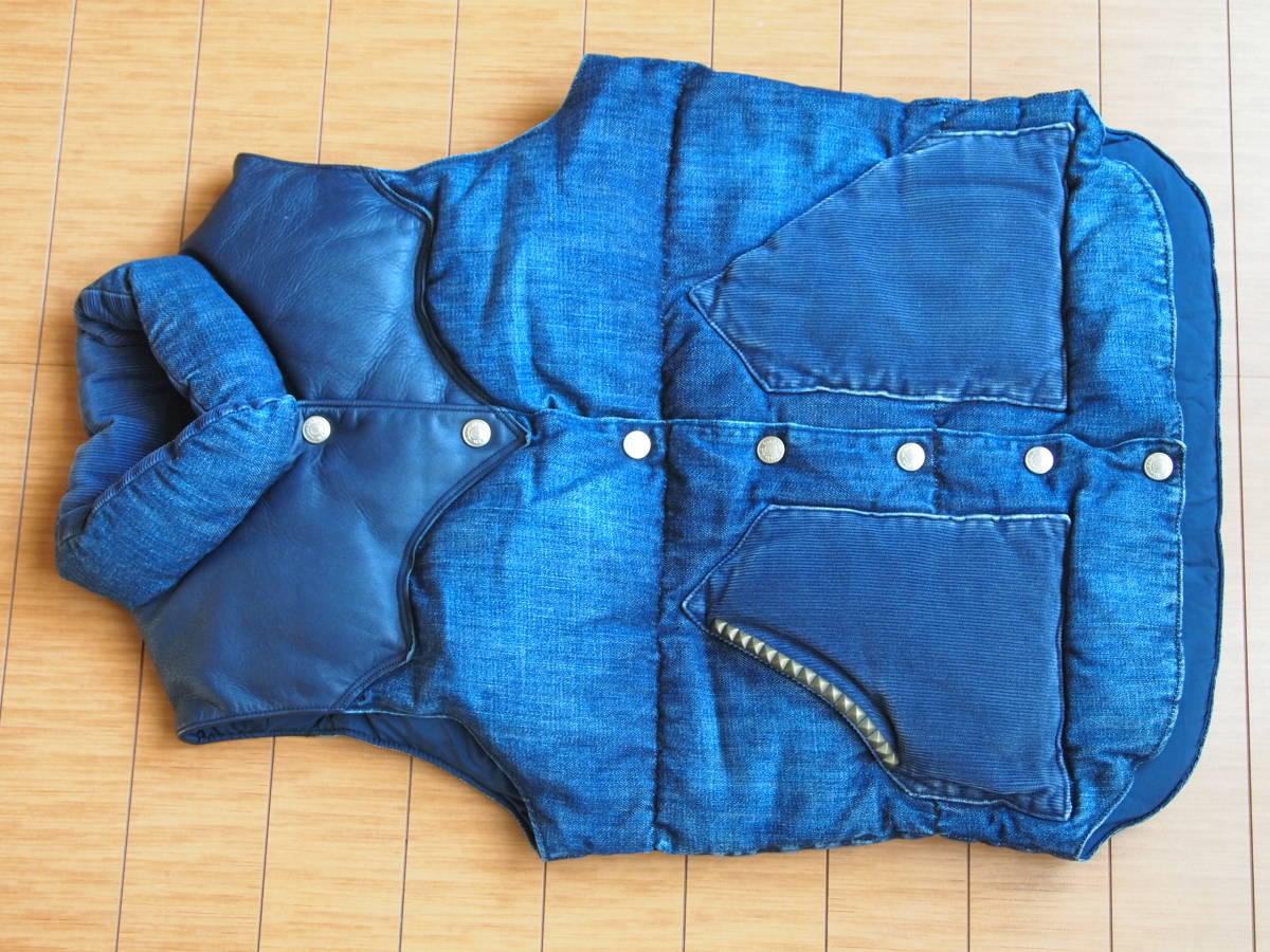  beautiful goods *HYSTERIC GLAMOUR( Rocky mountain )* Denim (& leather ) down vest 