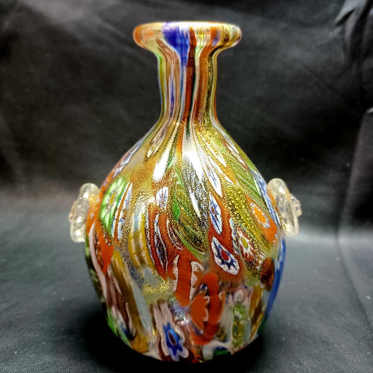 入荷中 ミルフィオリ 金彩 【MURANO】ITALY☆ムラノ 一輪挿し