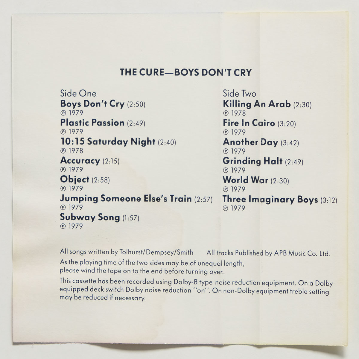 《ドルビーHX PRO/US版カセットテープ》The Cure●Boys Don’t Cry●ザ キュアー_画像8