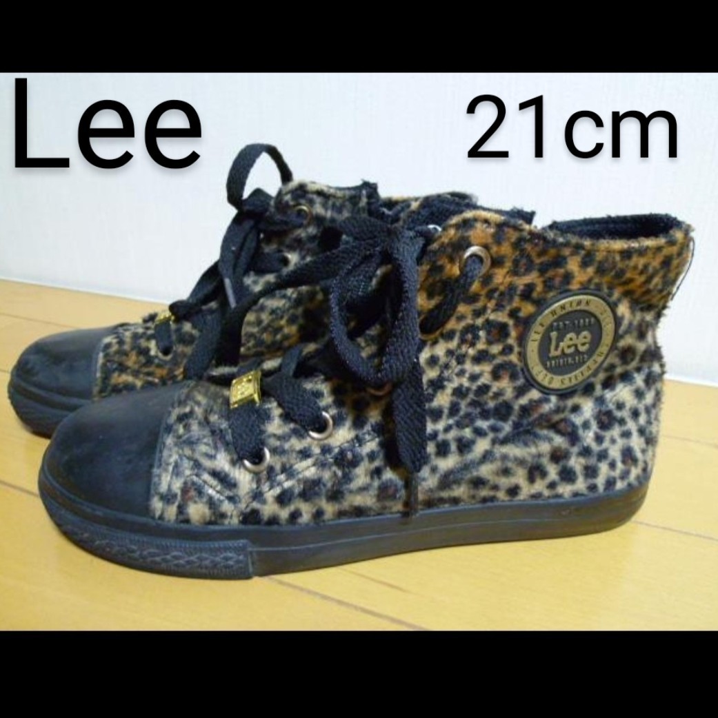 Lee リー キッズ 21cm スニーカー ハイカット ヒョウ柄 ショート Lee リー キッズ 21cm スニーカー ハイカット ヒョウ柄 ショート