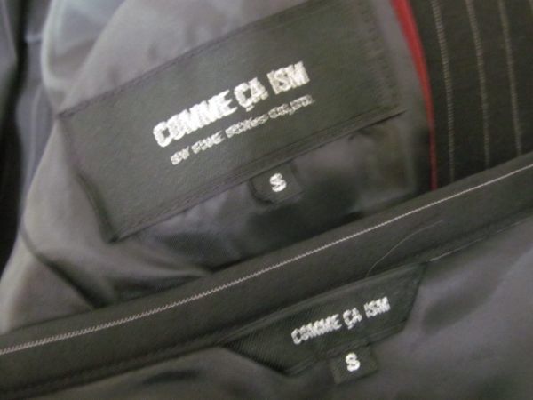 (50854)コムサイズム　COMME CA ISM　スーツ　ストライプ　ジャケット　スカート　ブラック　S　USED_USED