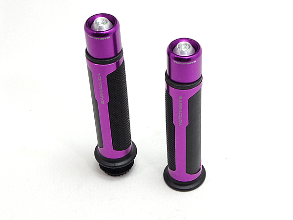汎用 高品質 アルミ製 グリップ バーエンド スロットル一体型 ハンドル径 22mm 紫 バイオレット VIOLET_画像3