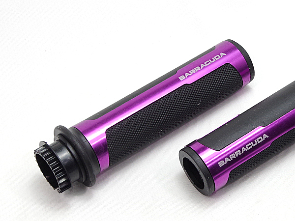 汎用 高品質 アルミ製 グリップ バーエンド スロットル一体型 ハンドル径 22mm 紫 バイオレット VIOLET_画像2