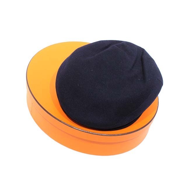 未使用展示品【HERMES】エルメス キャスケット ネイビーカラー カシミア100% 57サイズ キャップ 帽子 純正保存箱付き 
