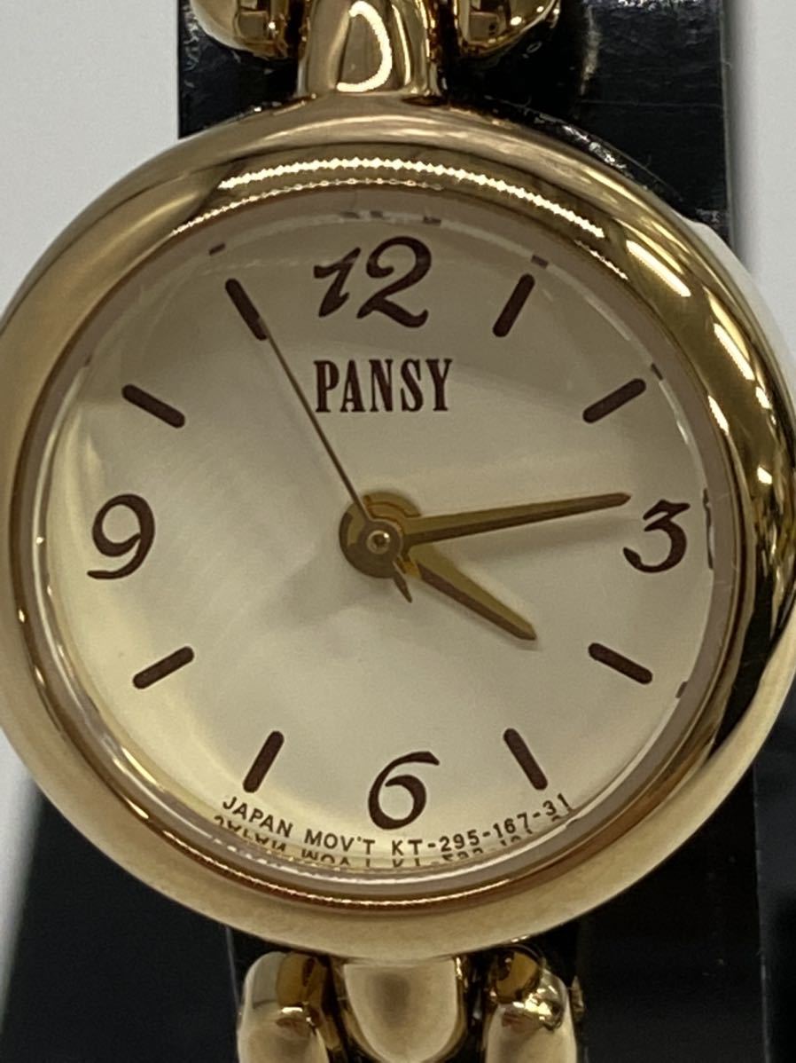 PANSY パンジー KT-295-167-31 レディース腕時計 ゴールド 3針 クォーツ コマ付き ケース付き 箱付き 動作未確認 ☆2210T49_画像1