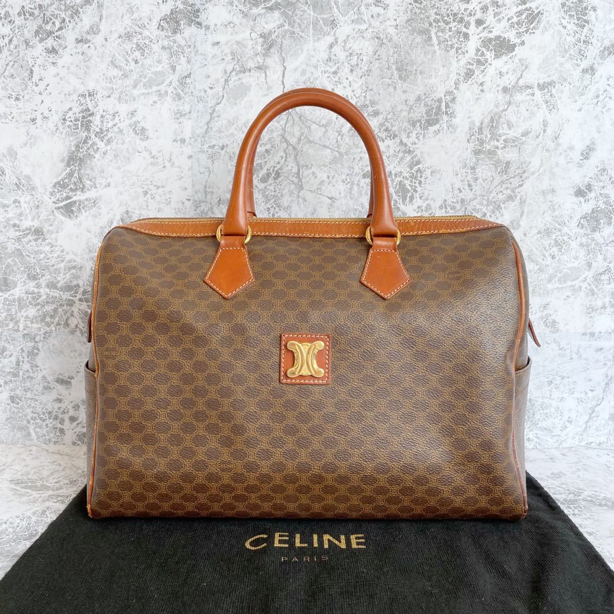 代引き不可 極美品 CELINE セリーヌ マカダム トリオンフ レザー トートバッグ ミニ