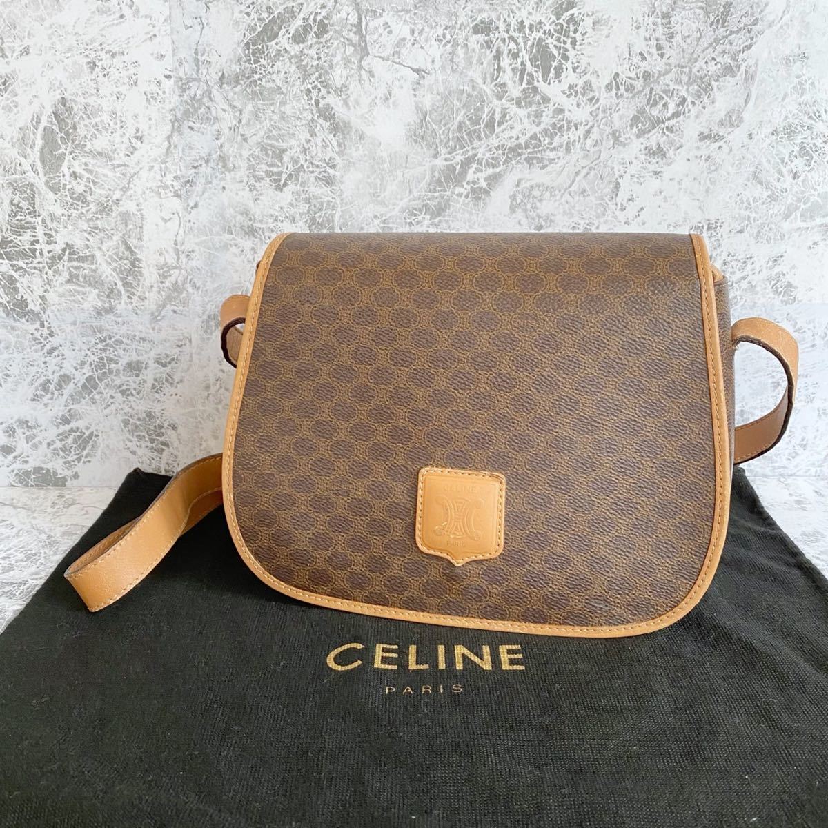 白 フリル付 美品 CELINE セリーヌ ショルダーバッグ マカダム