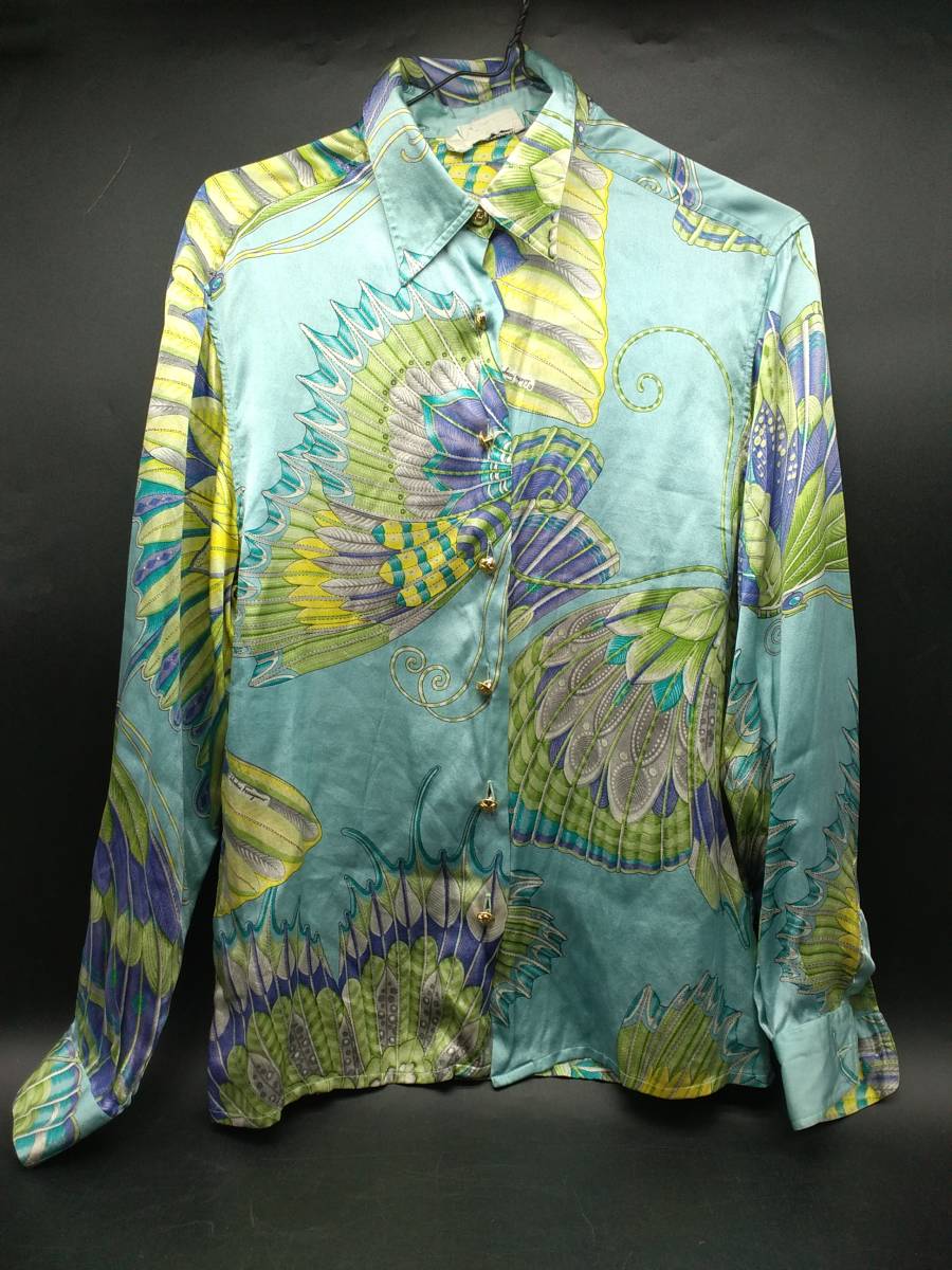 v Ferragamo blouse / silk 100% size 42 Salvatore Ferragamo long sleeve 