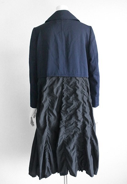高質 スプリングコート トレンチ Sサイズ 紺/黒 コートドレス