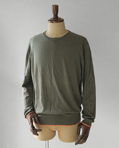☆美品 Cruciani ◇シルクブレンド クルーネック ニット カーキ サイズ