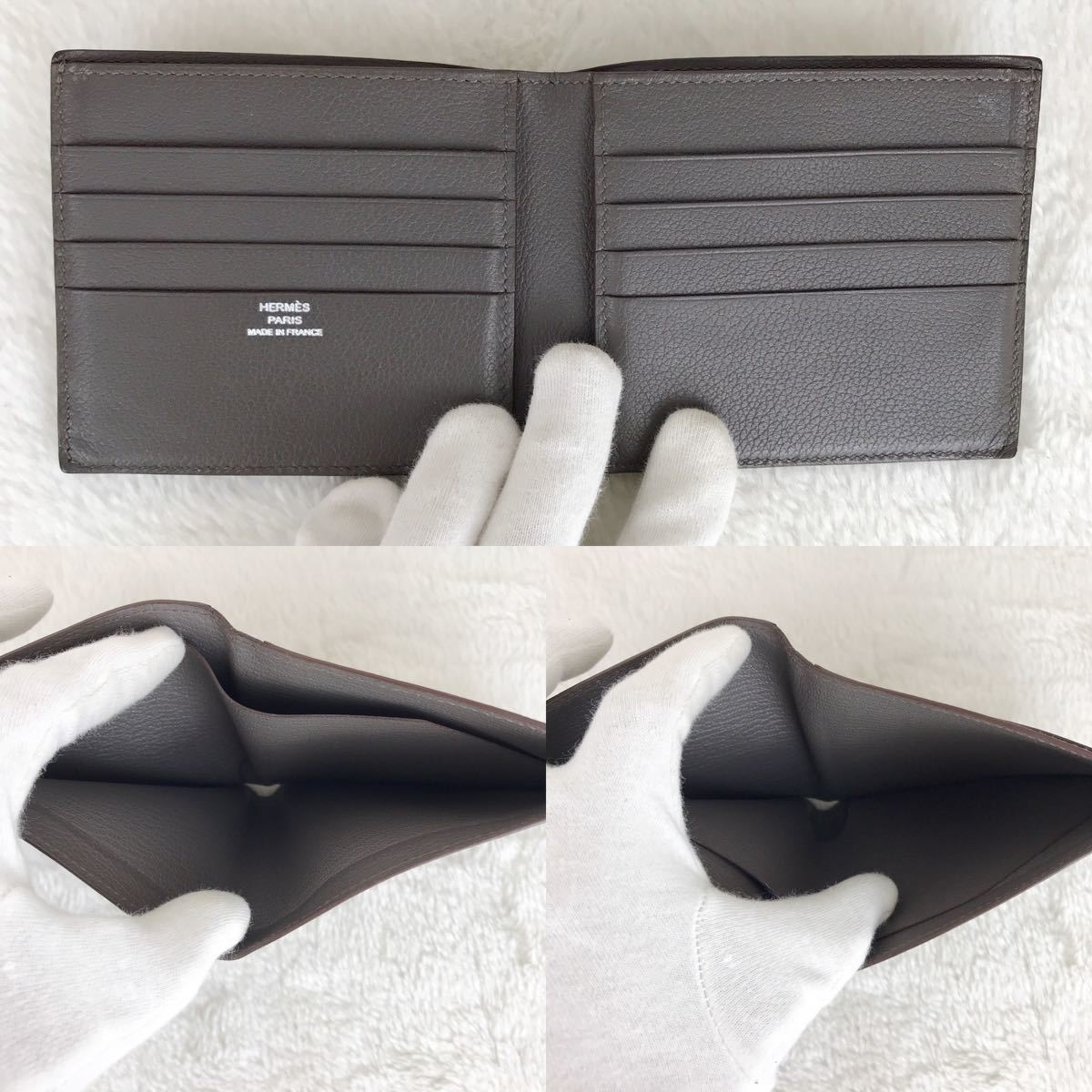 美品 エルメス 二つ折り 財布 グレージュ系 コンパクト財布 美品 エルメス 二つ折り 財布 グレージュ系 コンパクト財布
