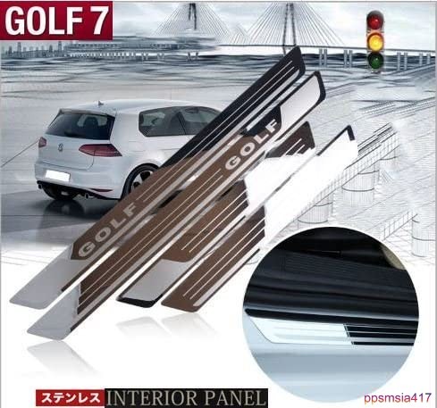 フォルクスワーゲン ゴルフ7 ドアガードステッカー ステンレス 汚れ 傷防止 内装 簡単取付 高級感 カーアクセサリー 4枚１台分 GOLFⅦ_画像3