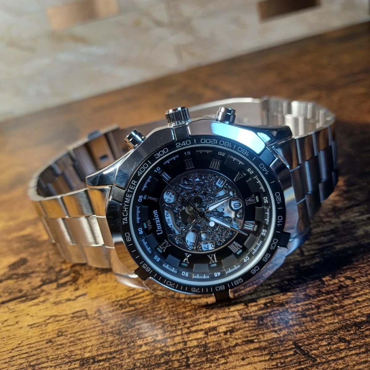 新品 彫スケルトンUnraion 腕時計メンズ ラグジュアリーステンレス 黒｜PayPayフリマ