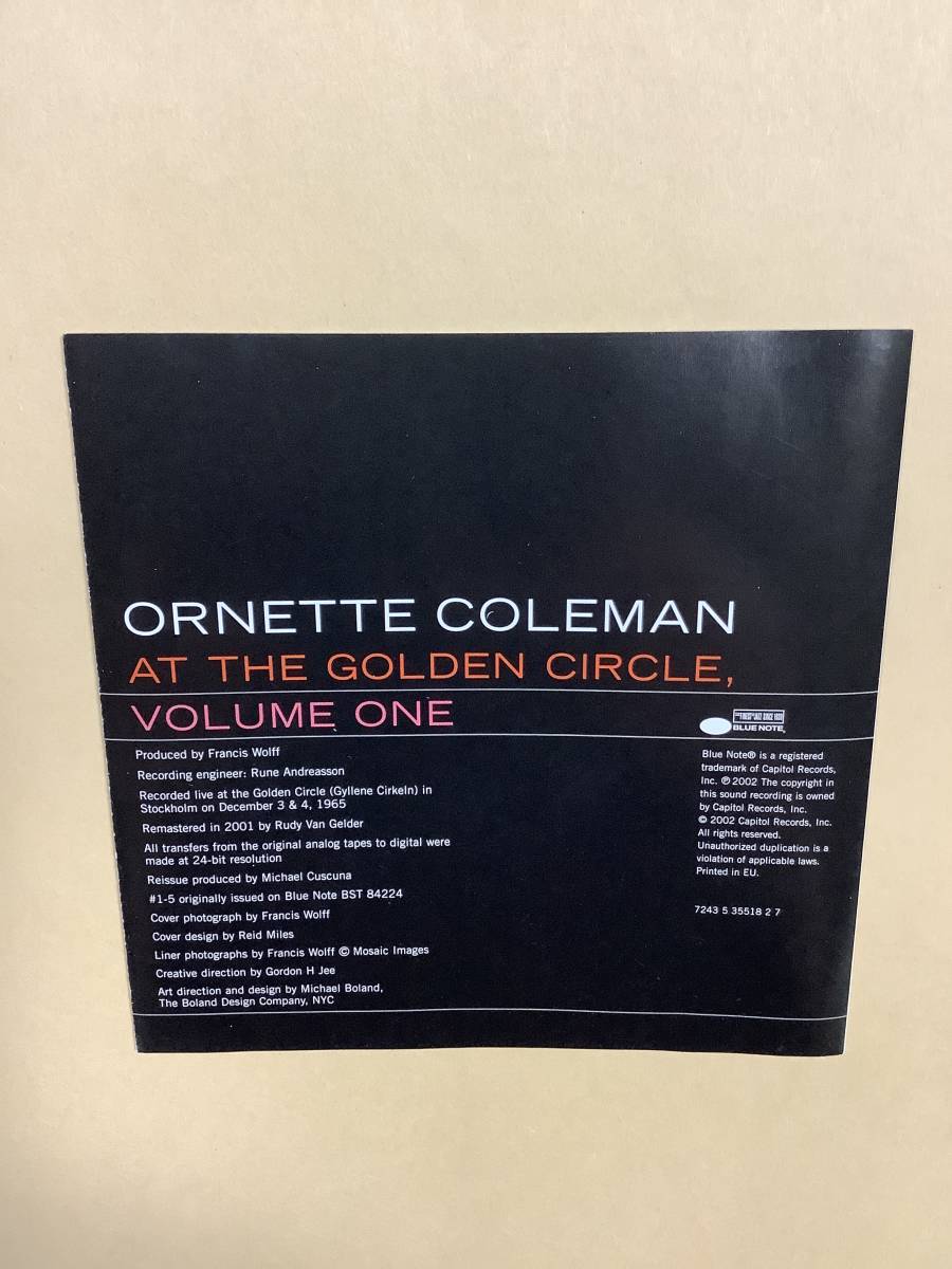送料無料 THE ORNETTE COLEMAN TRIO「AT THE GOLDEN CIRCLE, VOLUME ONE」輸入盤_画像7
