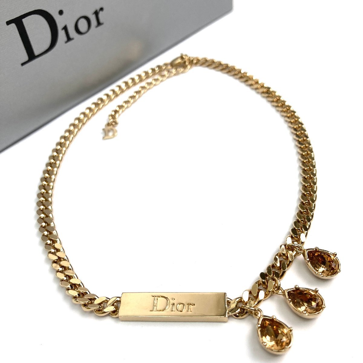 t)Dior ディオール チョーカー/喜平ネックレス ロゴプレート+ストーン