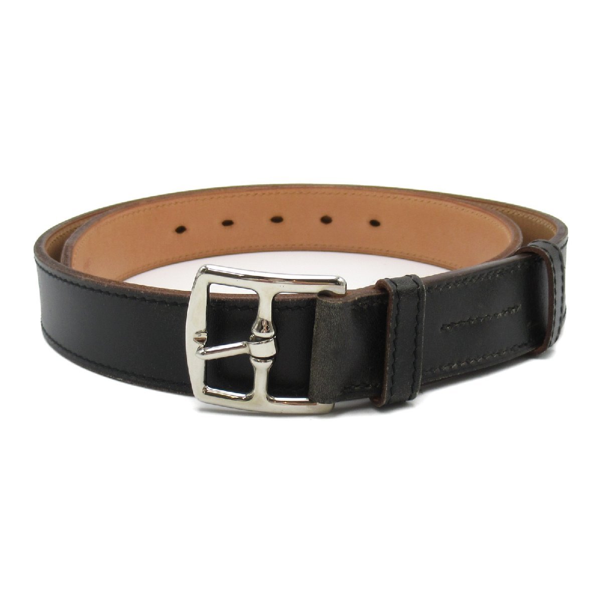 HERMES エルメス ベルト ベルト ブラック系 レザー メンズ www