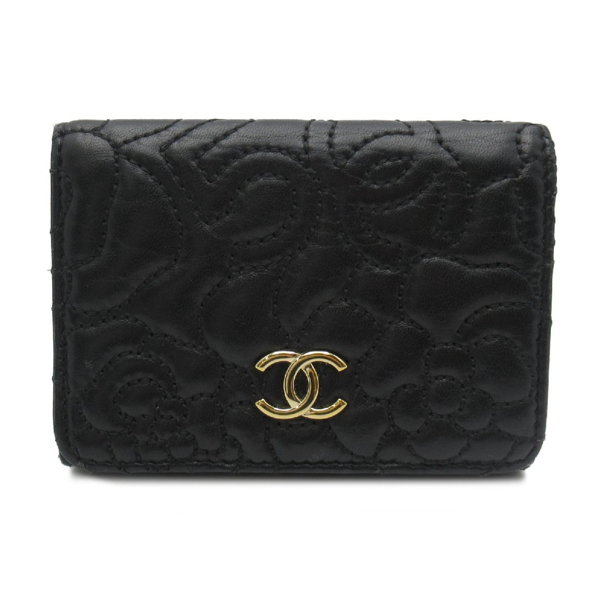 CHANEL シャネル 三つ折り財布 ココマーク 三つ折り財布 ブラック系