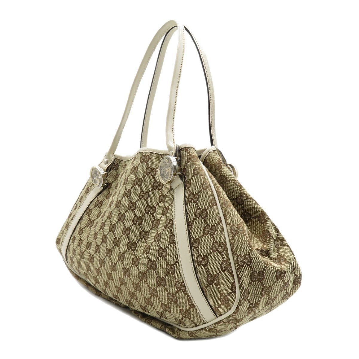GUCCI グッチ トートバッグ GGツインズ トートバッグ ベージュ系 GGキャンバス 中古 レディース_画像2