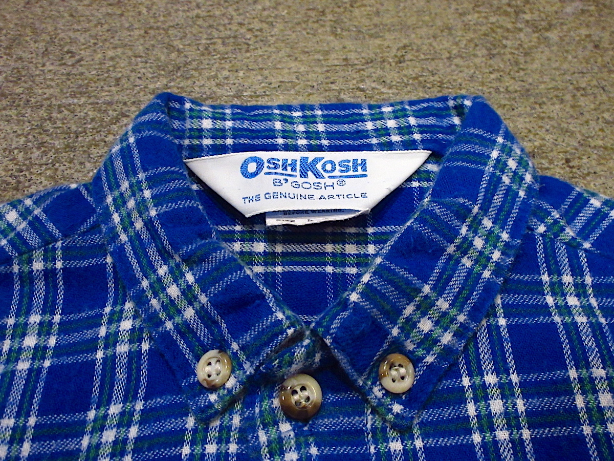 ビンテージ80's●OSHKOSHキッズコットンチェック長袖シャツsize 4T●221007c5-k-lssh 1980s子供服オシュコシュ_画像3